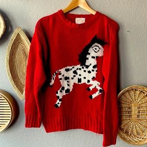 Vintage horse sweater with tassels